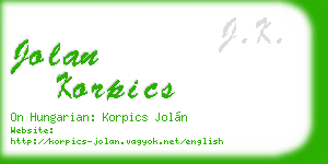 jolan korpics business card